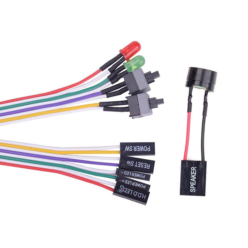Cylewet 5Pcs Power Supply Reset HDD Switch Cable Switch Line with Indicator Lights for Computer Case with 5Pcs Mainboard Computer Internal Speaker (Pack of 5) CYT1089 - Image 1